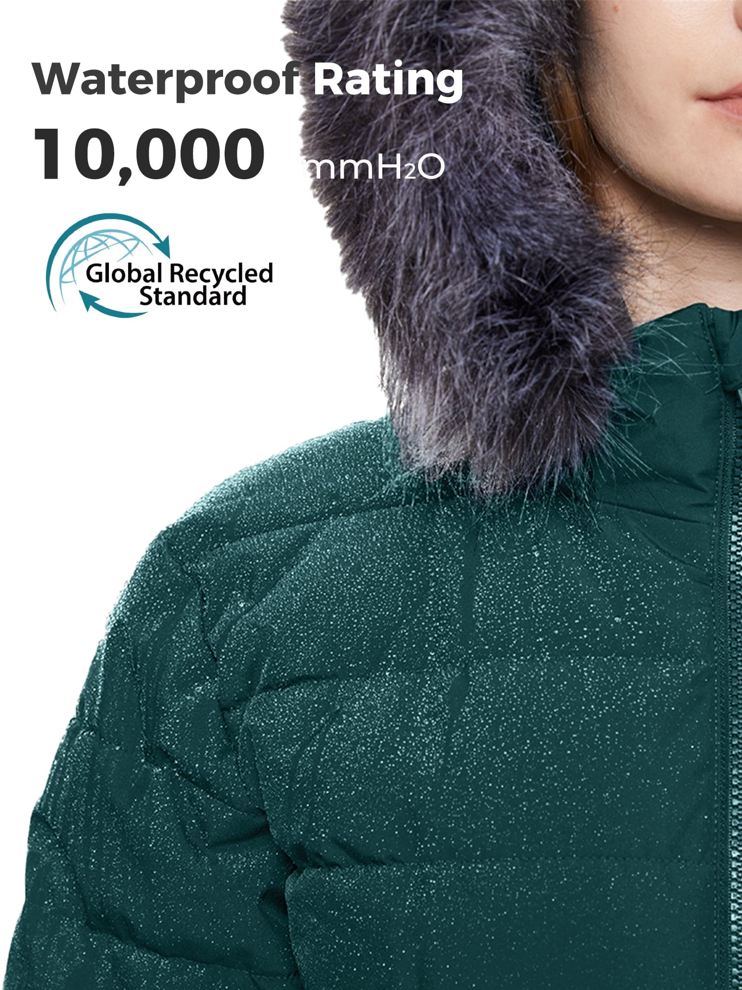 Wantdo Women's Winter Jacket Mid-Length Winter Coat Hooded Puffer Jacket Blackish Green L