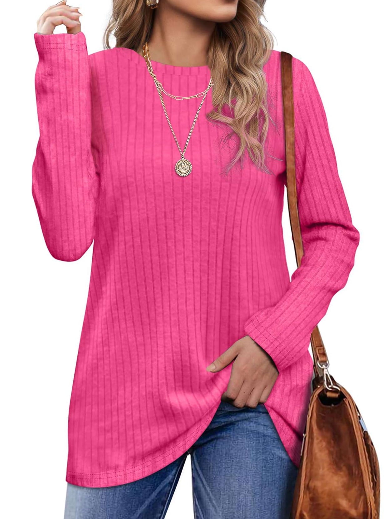 Fantaslook V Neck Long Sleeve Shirts for Women Dressy Casual Fall Tops Lightweight Tunic Pullover Fashion Clothes