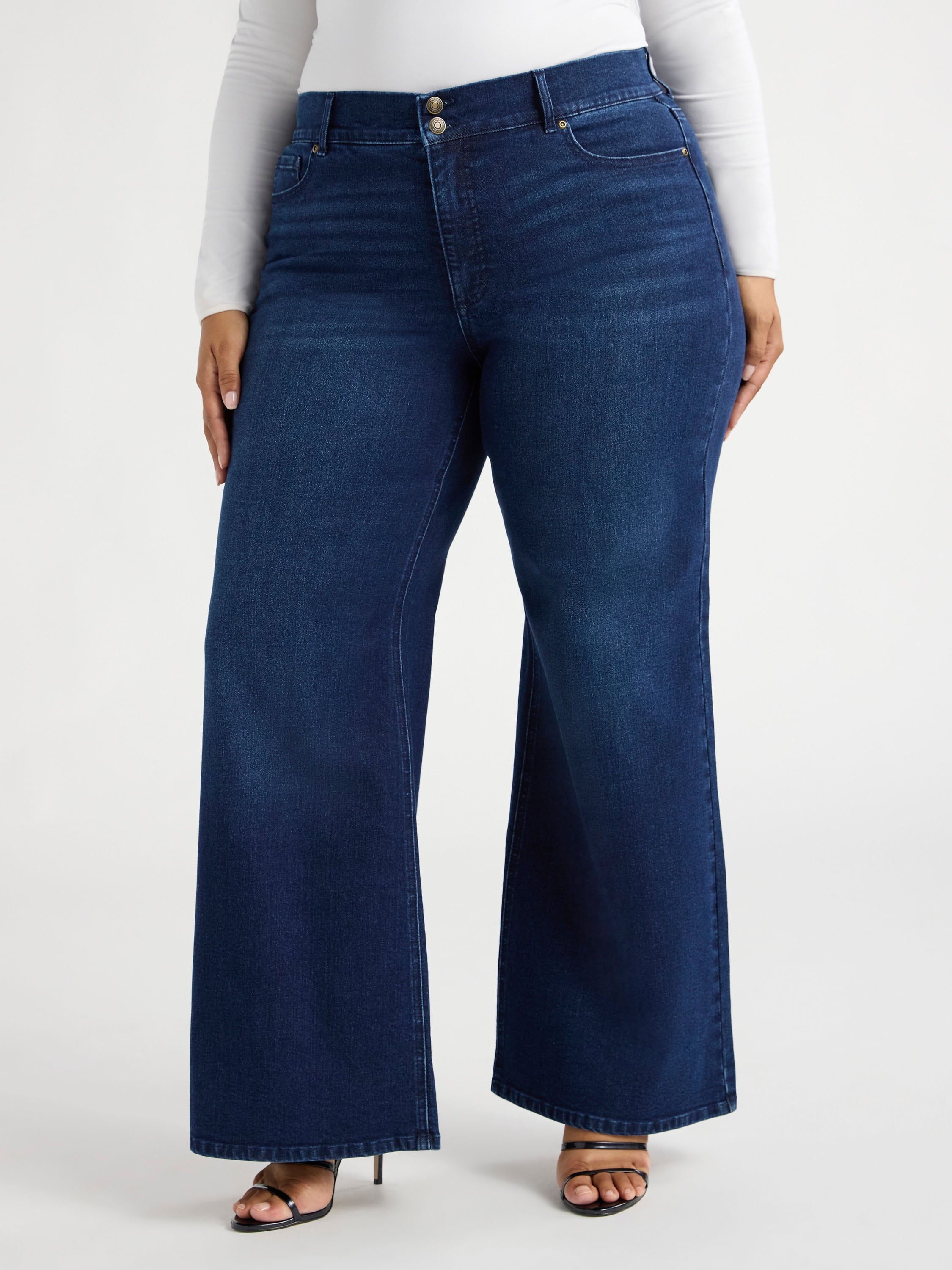 Sofia by Sofia Vergara Women's and Women's Plus Margot Wide Leg High Rise Jeans, 30.5" and 32.5" Inseams, Sizes 0-28