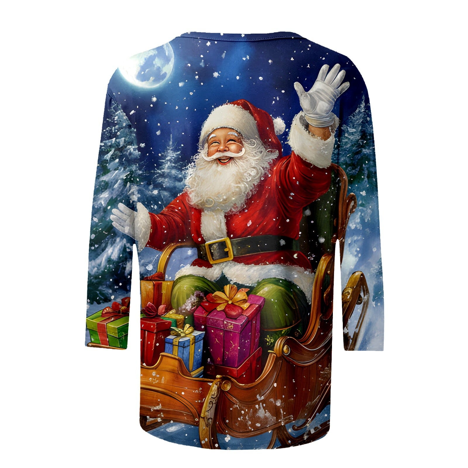 Petite Clothing for Women Chirstmas Themed Fashion Three Quarter Sleeve Daily Wear Ladies Clothing,Blue,3XL