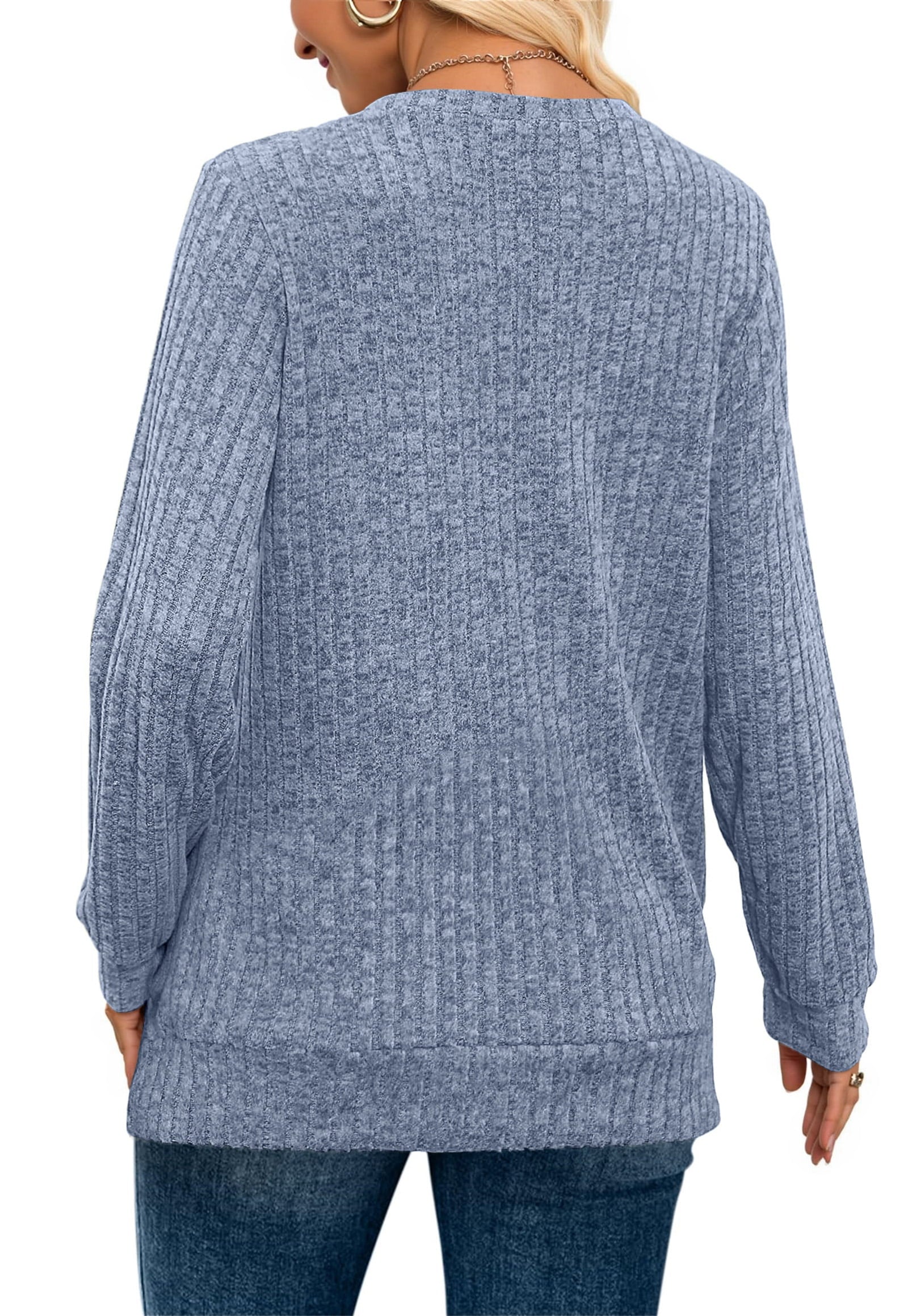 Fantaslook V Neck Long Sleeve Shirts for Women Dressy Casual Fall Tops Lightweight Tunic Pullover Fashion Clothes